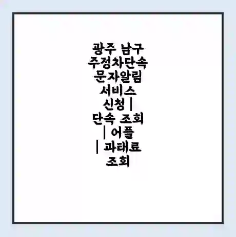 광주 남구 주정차단속 문자알림 서비스 신청 | 단속 조회 | 어플 | 과태료 조회