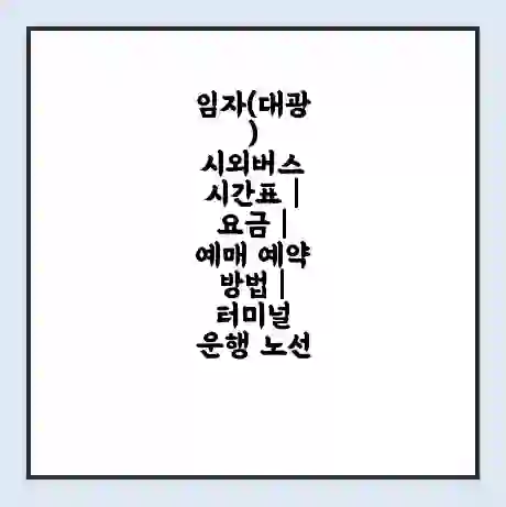 임자(대광) 시외버스 시간표 | 요금 | 예매 예약 방법 | 터미널 운행 노선