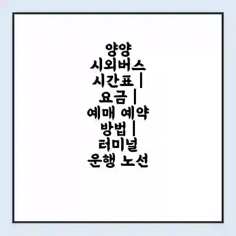 양양 시외버스 시간표 | 요금 | 예매 예약 방법 | 터미널 운행 노선
