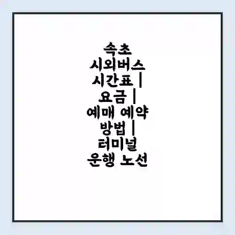 속초 시외버스 시간표 | 요금 | 예매 예약 방법 | 터미널 운행 노선