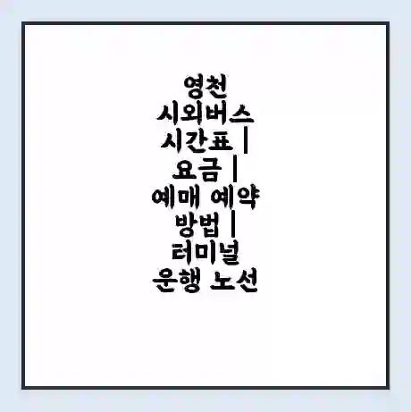 영천 시외버스 시간표 | 요금 | 예매 예약 방법 | 터미널 운행 노선