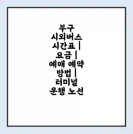 부구 시외버스 시간표 | 요금 | 예매 예약 방법 | 터미널 운행 노선