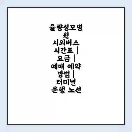 율량성모병원 시외버스 시간표 | 요금 | 예매 예약 방법 | 터미널 운행 노선
