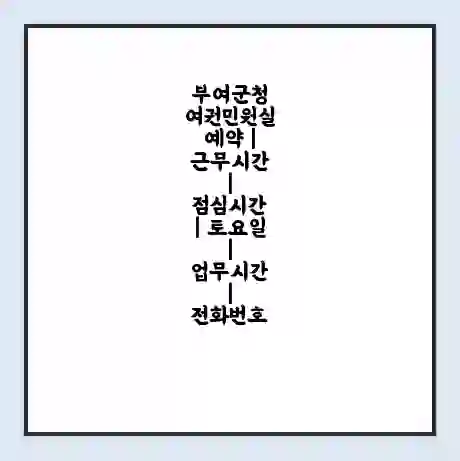 부여군청 여권민원실 예약 | 근무시간 | 점심시간 | 토요일 | 업무시간 | 전화번호
