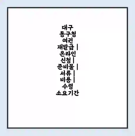 대구 동구청 여권 재발급 | 온라인 신청 | 준비물 | 서류 | 비용 | 수령 소요기간