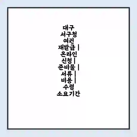 대구 서구청 여권 재발급 | 온라인 신청 | 준비물 | 서류 | 비용 | 수령 소요기간