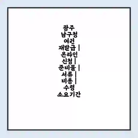 광주 남구청 여권 재발급 | 온라인 신청 | 준비물 | 서류 | 비용 | 수령 소요기간