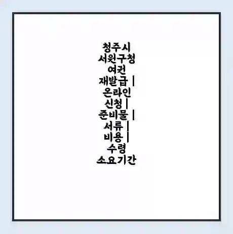 청주시 서원구청 여권 재발급 | 온라인 신청 | 준비물 | 서류 | 비용 | 수령 소요기간